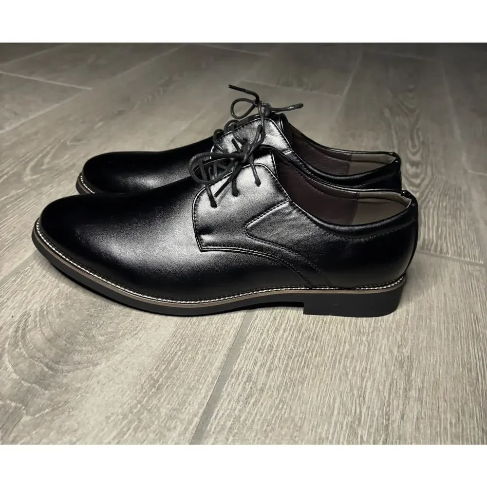 Mens Classic Black Oxford Dress Shoes Lace-Up Faux Leather Formal Shoes Sz 14/15